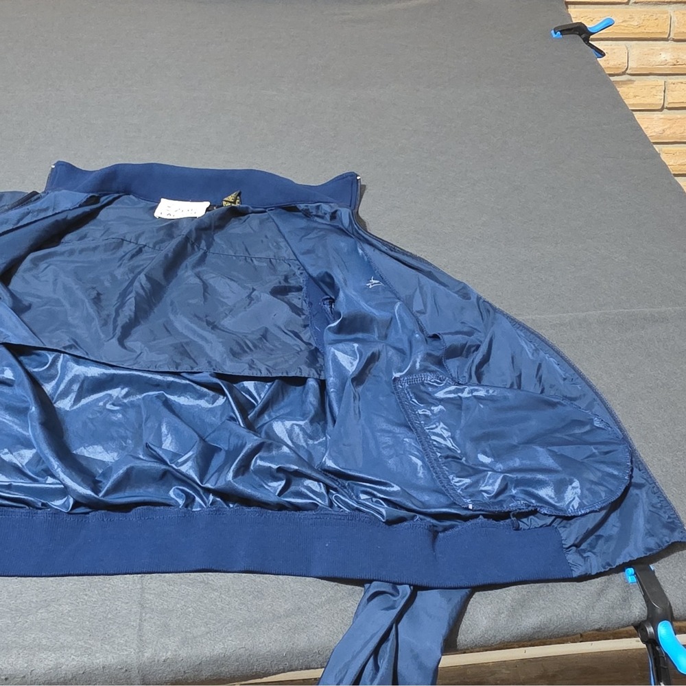 Izod Lacoste Blue Bomber Jacket Men's Size L Full Zip Stand-Up Collar Logo - Picture 11 of 16